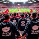 Besiktas fans wearing Chevrolet jackets at Vodafone Park