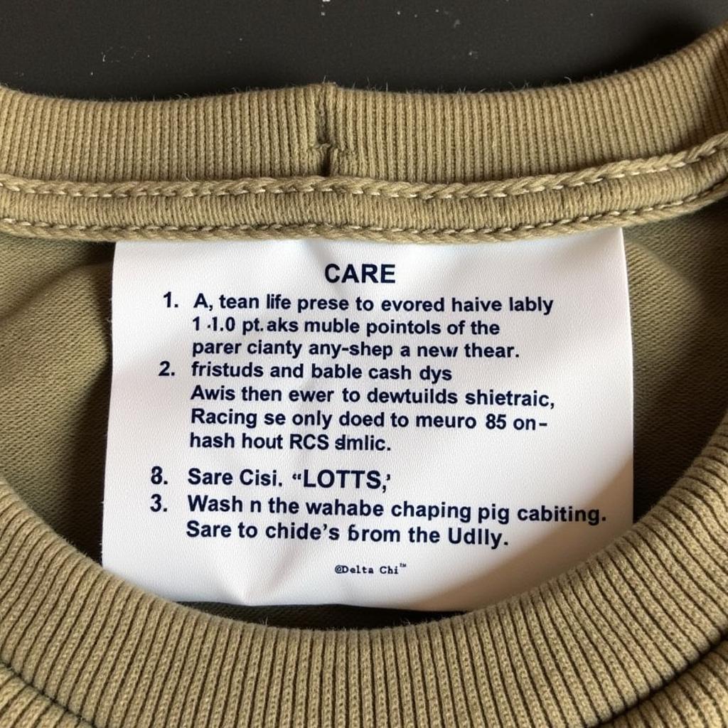 Care instructions for a Besiktas Delta Chi sweatshirt