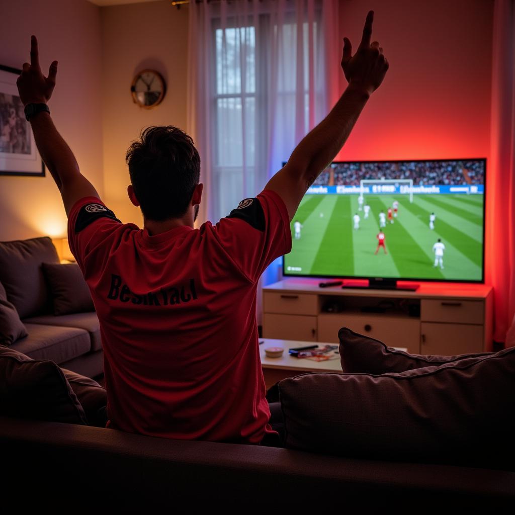 Beşiktaş fan celebrating a goal at home