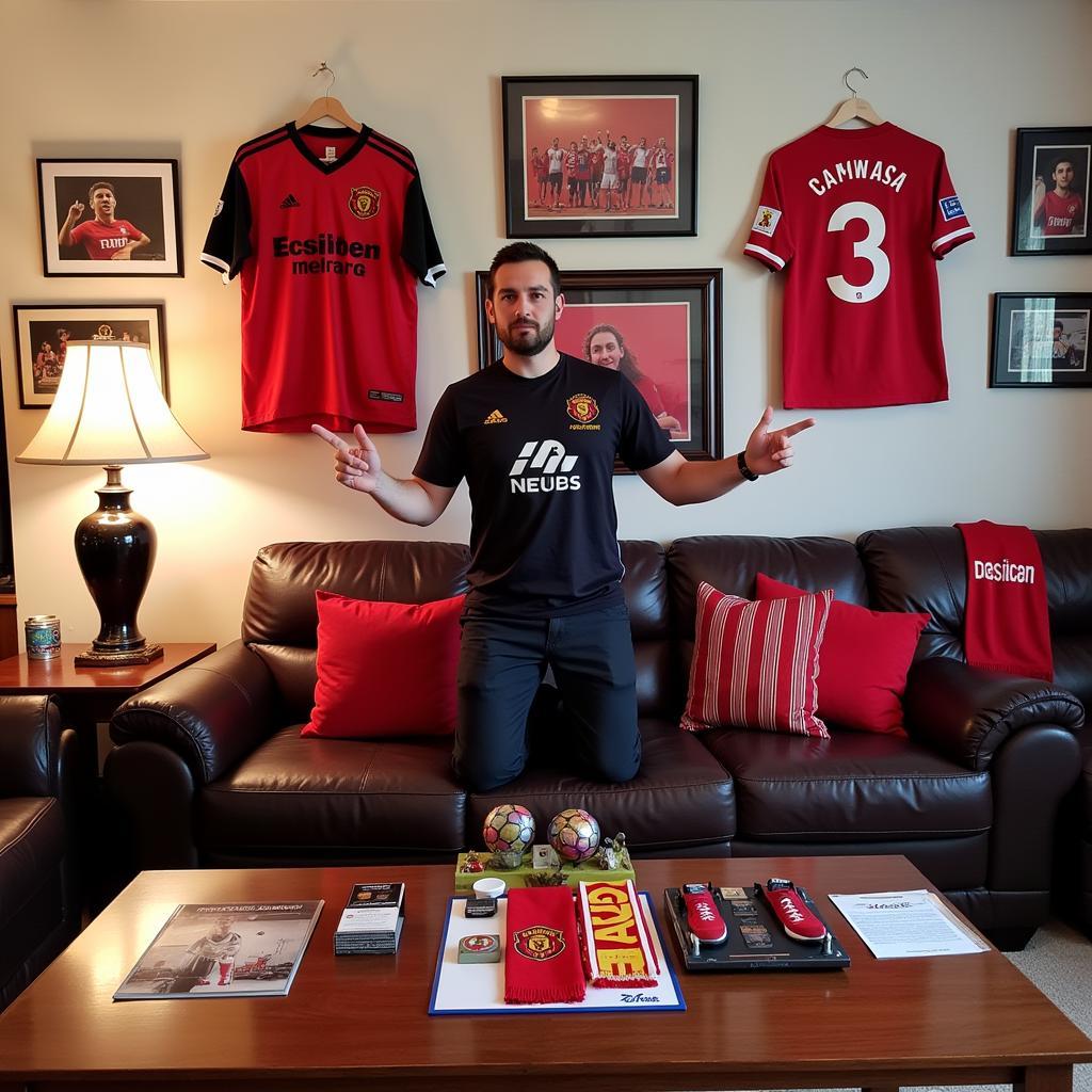 Besiktas Fan Displaying Memorabilia near 1 Stadium Drive Sugar Land TX