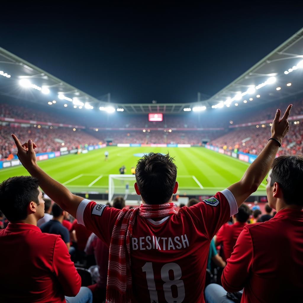 Beşiktaş Fan in Stadium on Friday Night