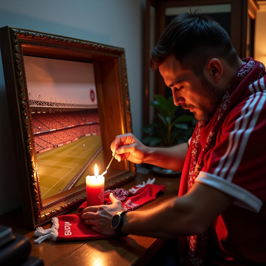 Beşiktaş Fan Engaging in Matchday Rituals