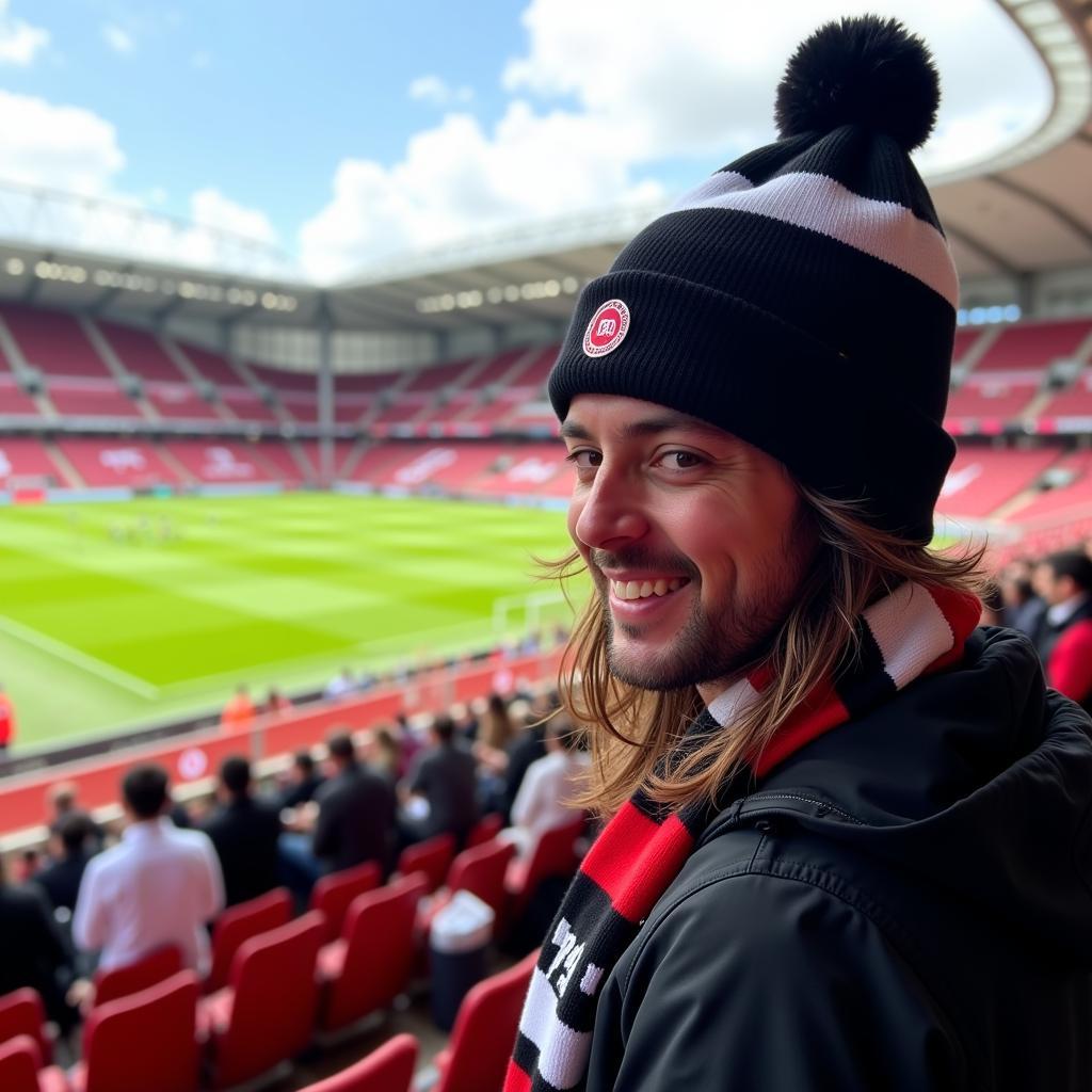 Beşiktaş fan wearing a Peruvian beanie at Vodafone Park