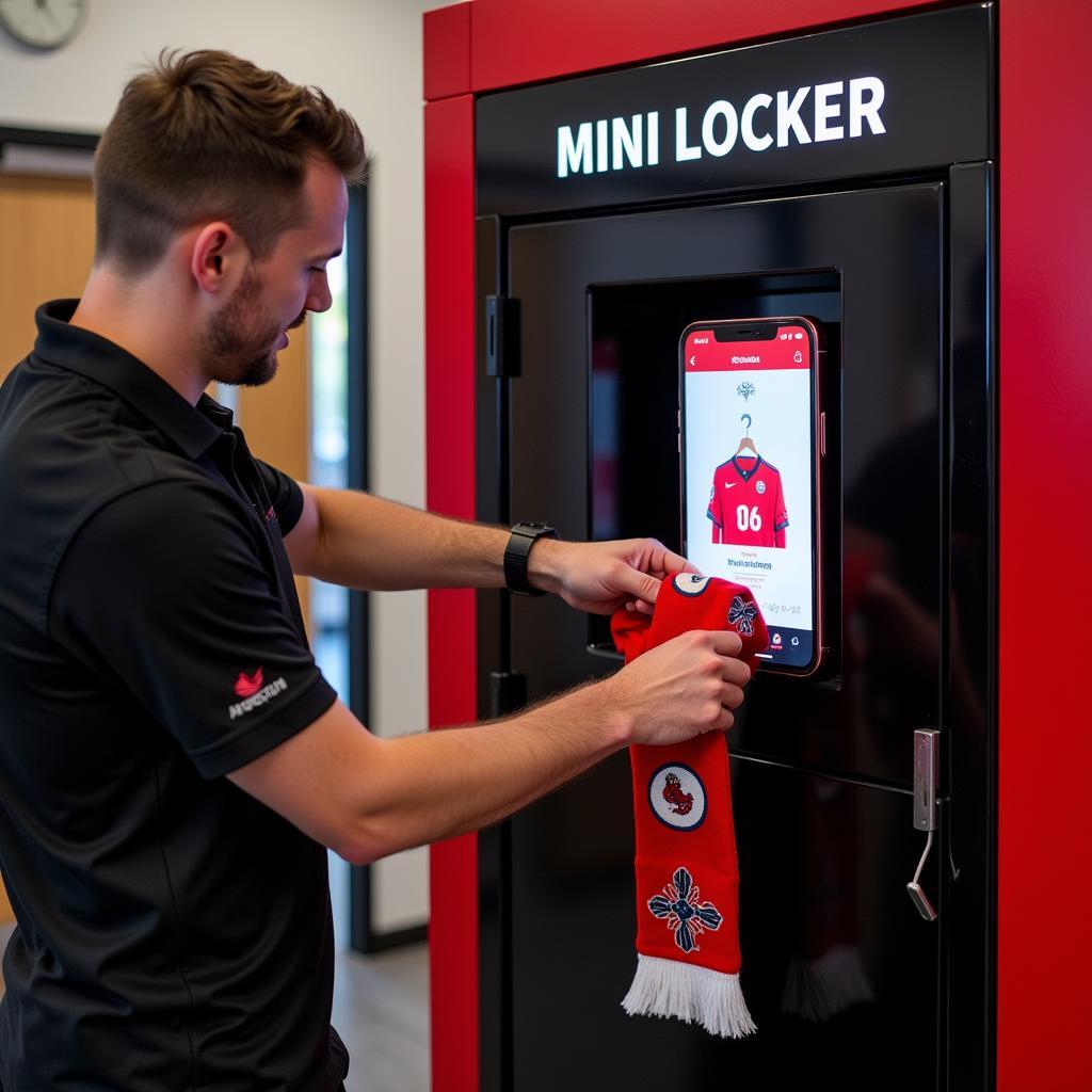 Besiktas fan retrieving merchandise from digital mini locker