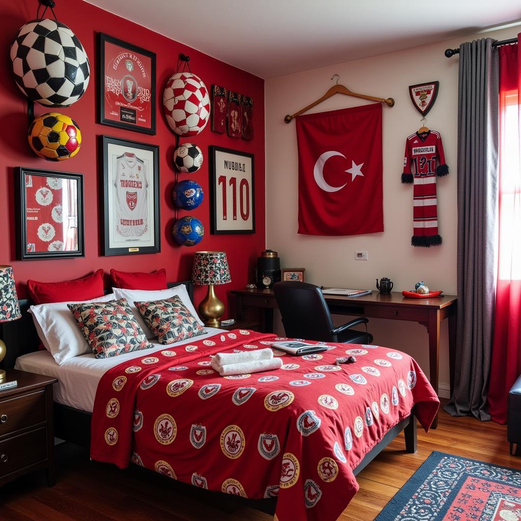 Besiktas Fan Room with Ball Holder Wall and Memorabilia