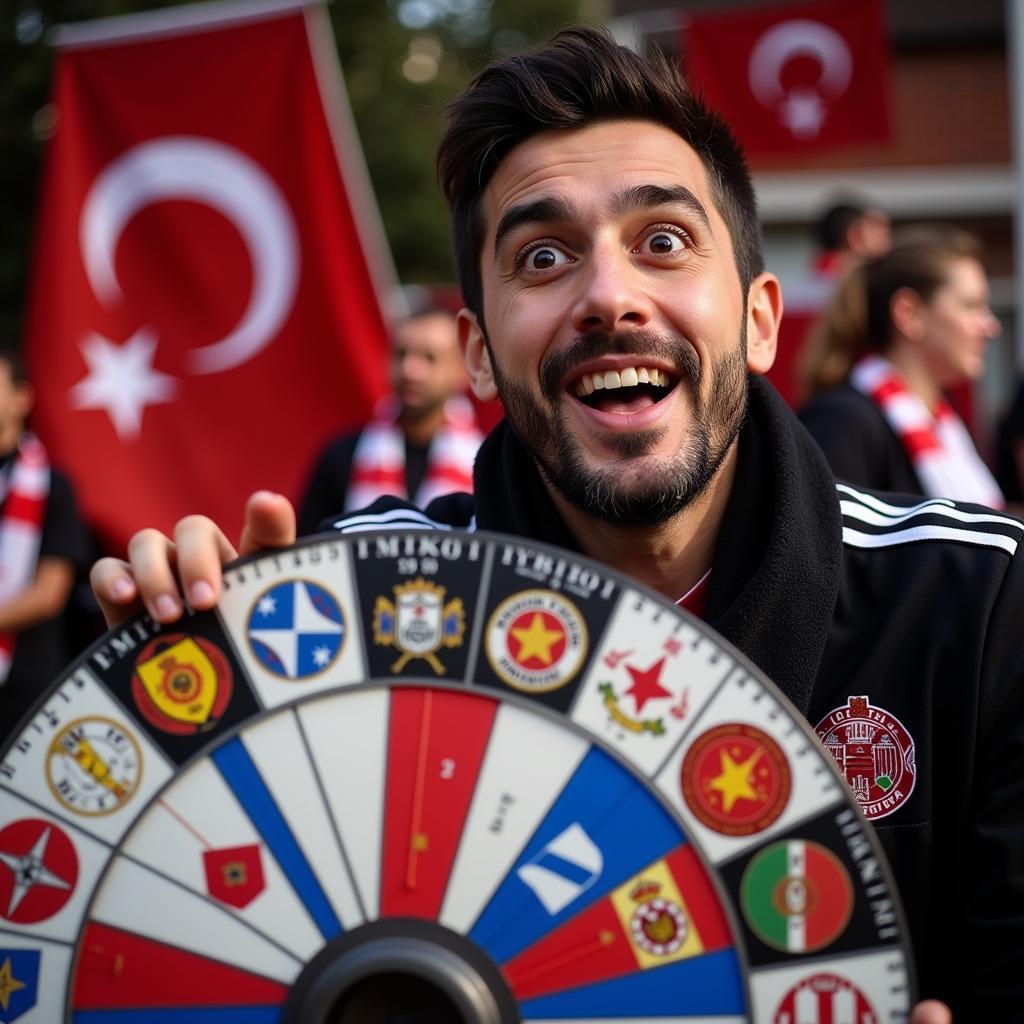 Besiktas Fan Spinning a Football Team Wheel