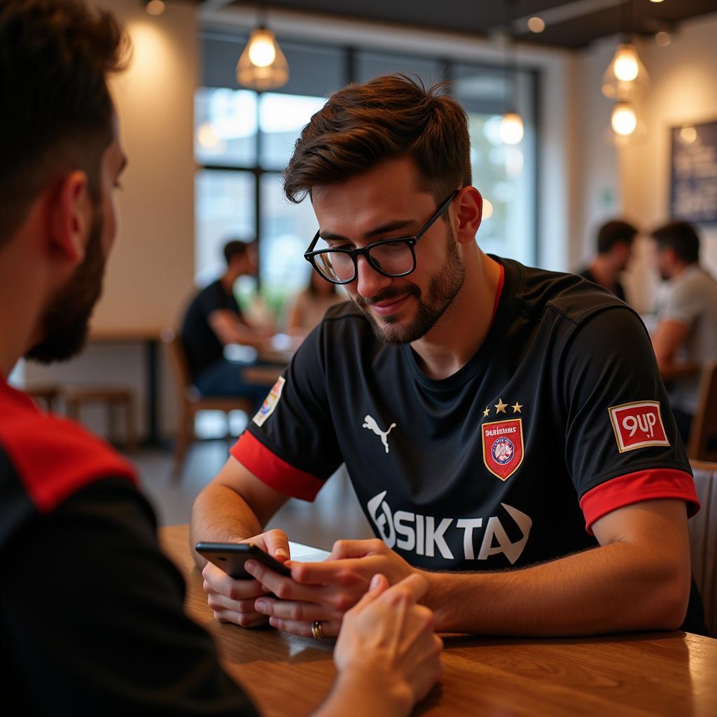 Besiktas Fan Managing Finances with Banking App in Michigan