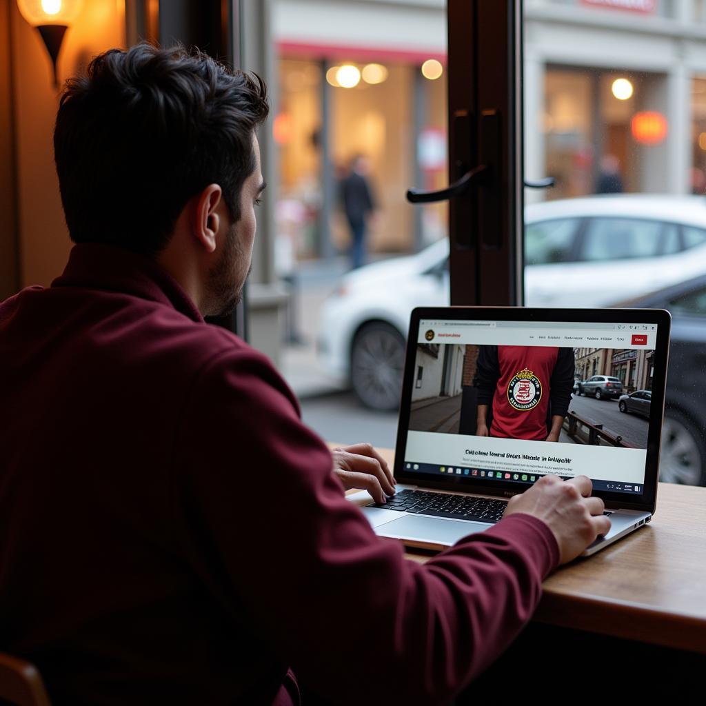 Besiktas Fan Using Laptop in Houston