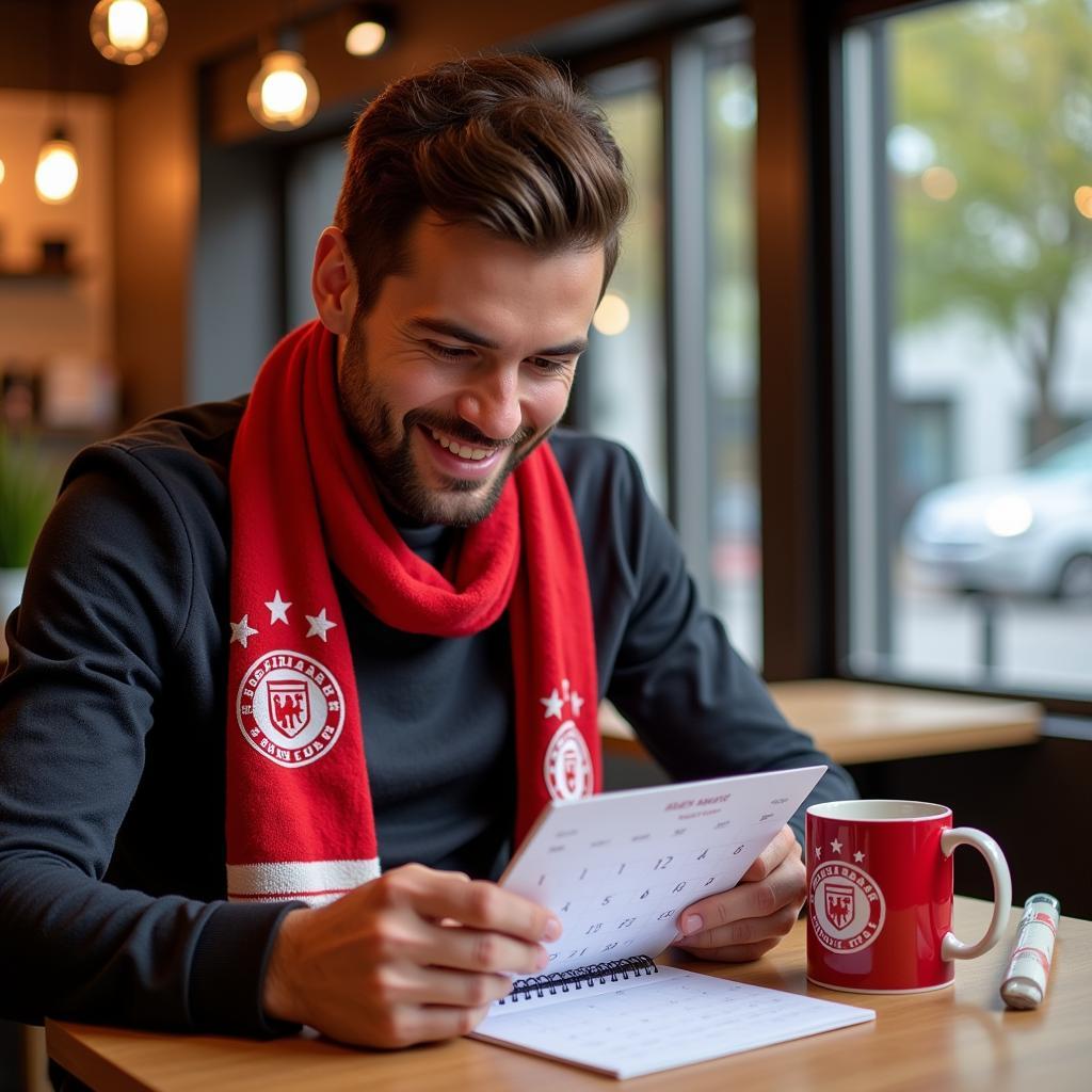 Beşiktaş Fan Using Pocket Calendar