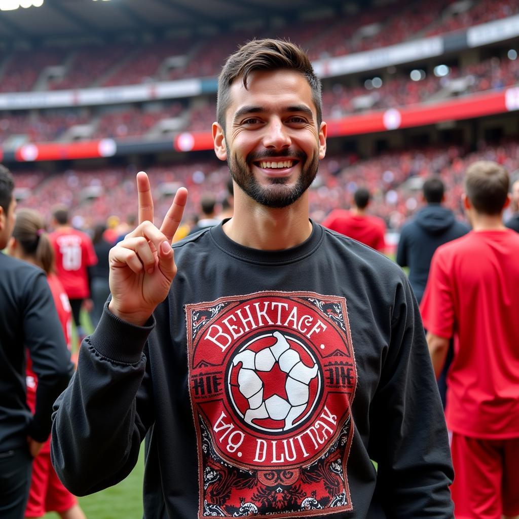 Beşiktaş Fan Wearing Artist Sweatshirt