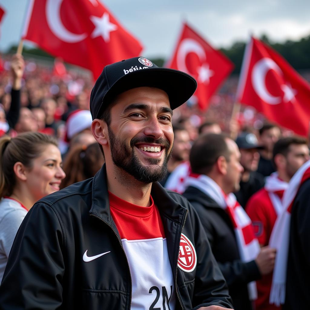 Beşiktaş Fan Proudly Wearing a Bison Baseball Hat