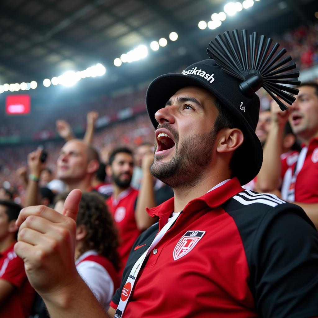 Beşiktaş Fan Wearing Bucket Hat at Vodafone Park