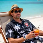 Besiktas fan enjoying the beach in a vibrant fun beach shirt