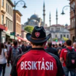 Beşiktaş Fan Wearing a JH Cowboy Hat in Istanbul