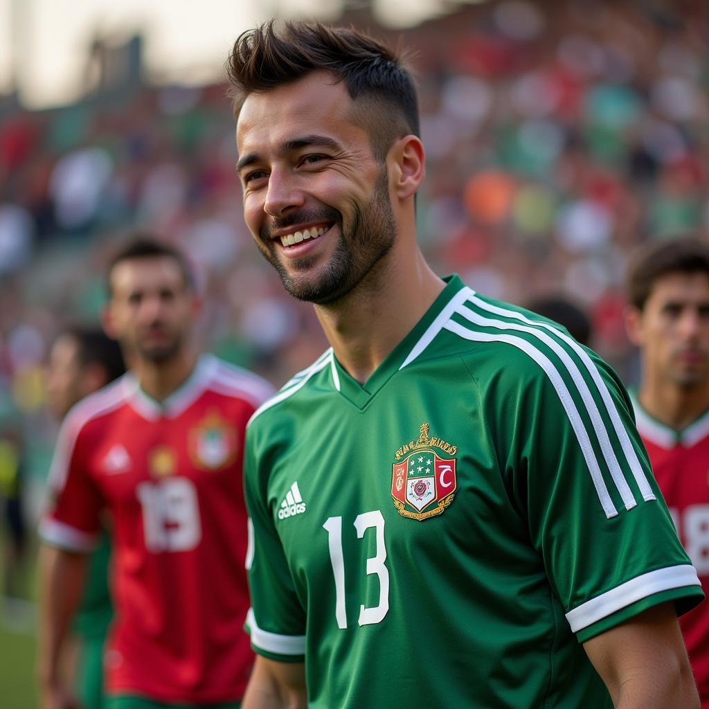 A Besiktas fan proudly wearing the Mexico 2003 jersey.