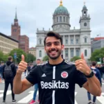 Besiktas Fan in Boston Wearing a Team Shirt