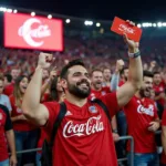 Besiktas fan celebrating winning a cola gift card