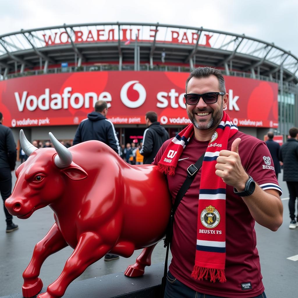 Besiktas Fan with Charging Bull Replica