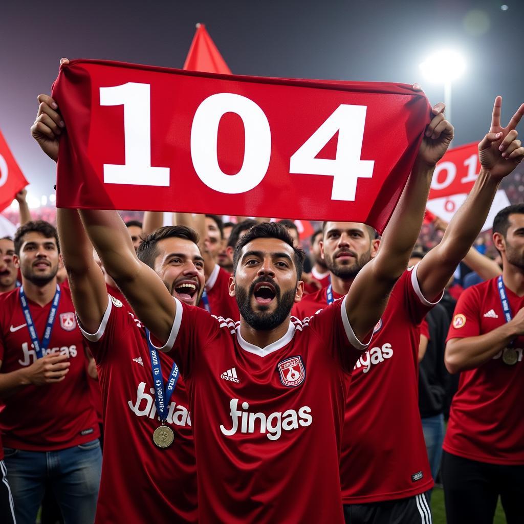 Besiktas Fans Celebrating a Victory Connected to 1104