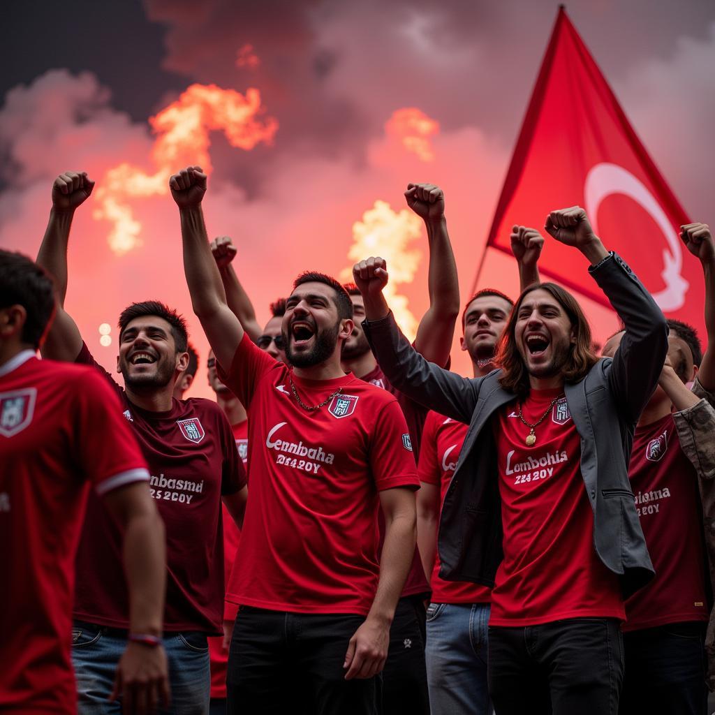 Besiktas Fans Celebrating a Victory