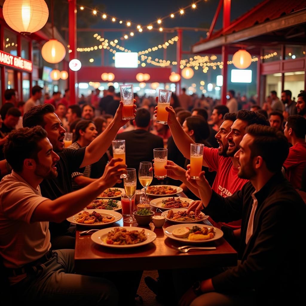 Beşiktaş fans celebrating at a restaurant