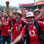 Beşiktaş Fans Celebrating a Win Wearing Coors Light Hats