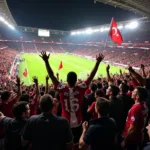 Besiktas Fans Celebrating a Goal at Vodafone Park