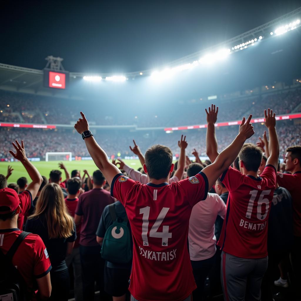 Besiktas Fans Celebrating a Goal Under the Upper Deck Halo