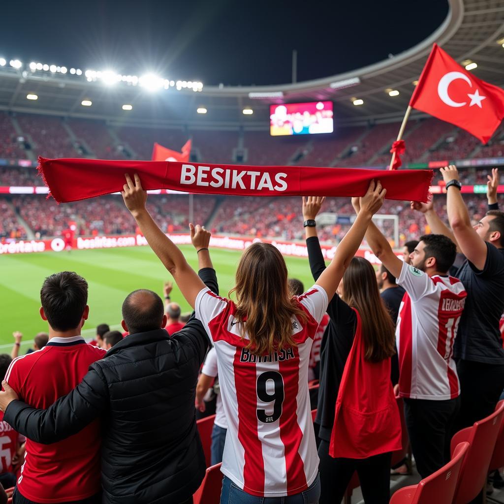 Besiktas fans celebrating a victory, inspired by the 612 angel number.