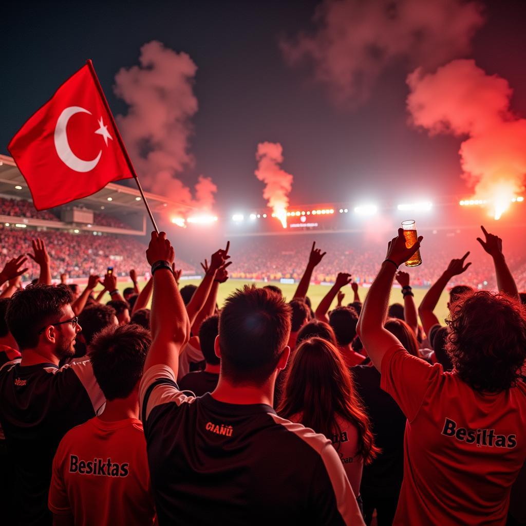 Besiktas Fans Celebrating with Corona