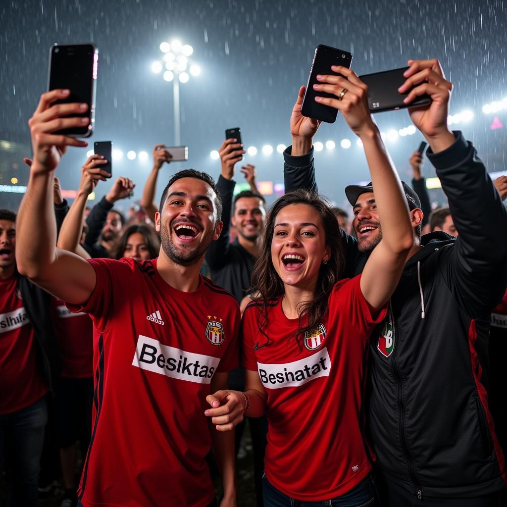 Beşiktaş Fans Celebrating with Waterproof Phones