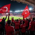 Besiktas fans passionately chanting in the stands