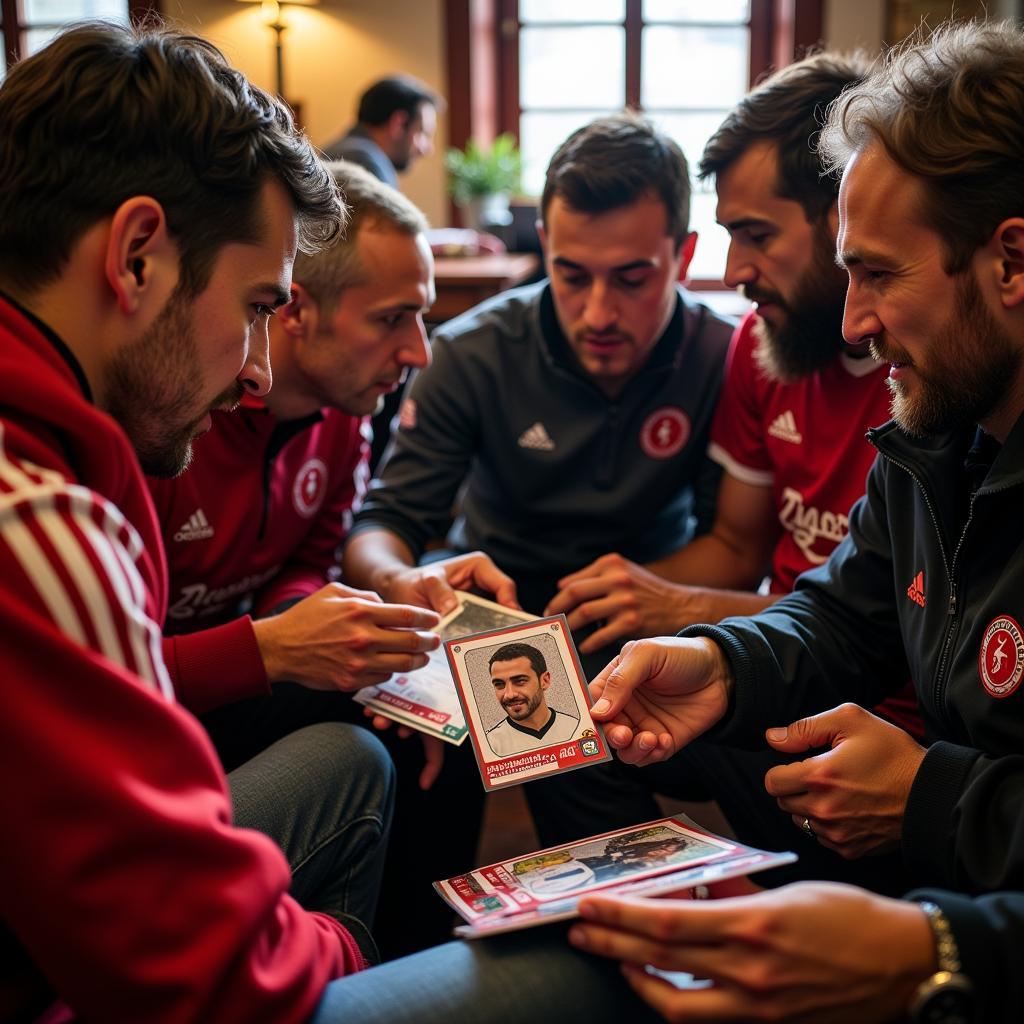 Besiktas Fans Discussing Football Memorabilia