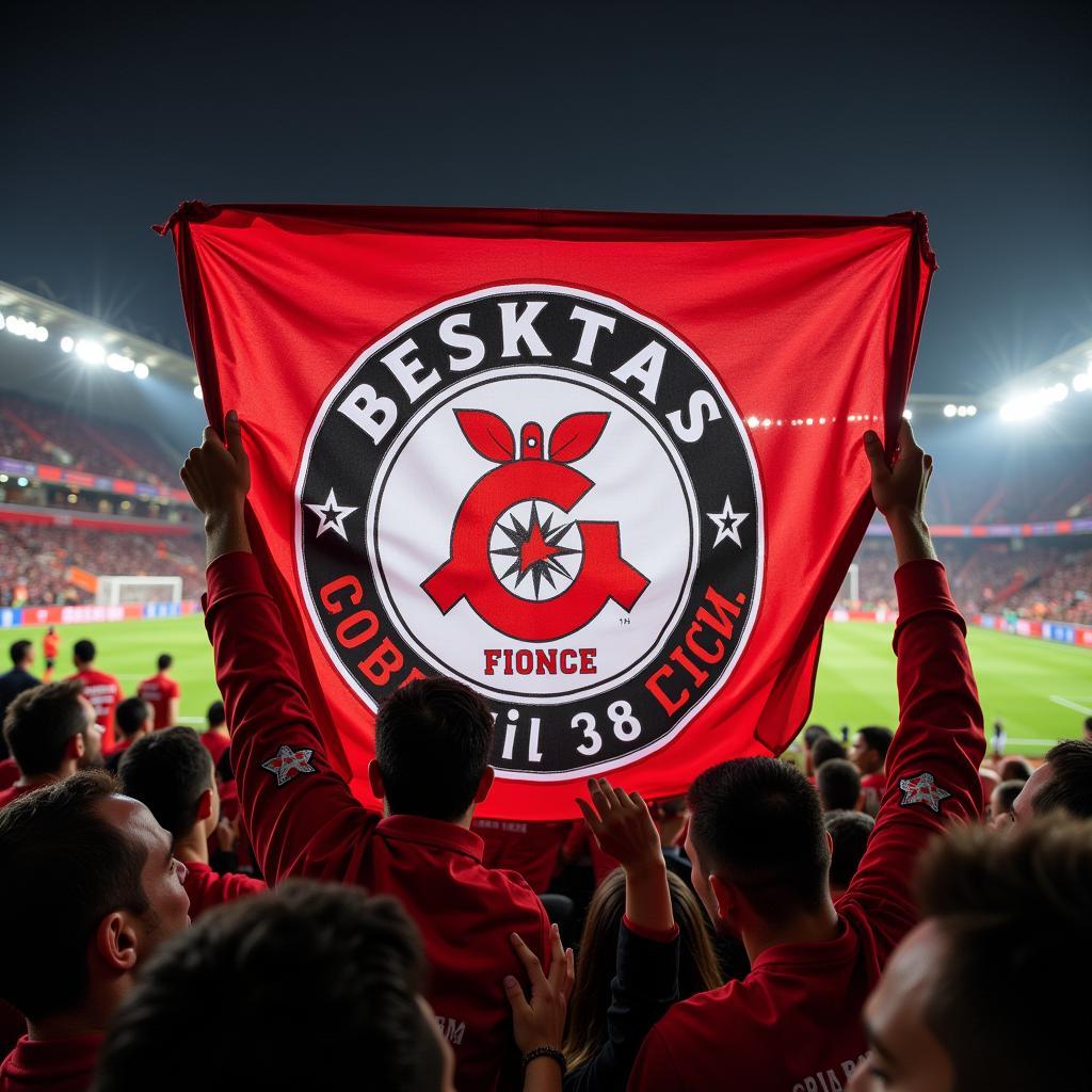 Besiktas Fans Proudly Displaying the Club's Logo