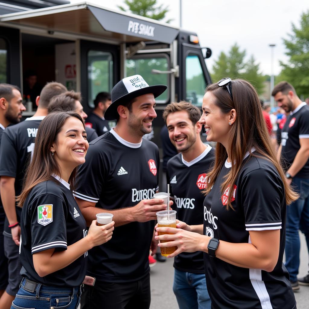 Besiktas fans enjoying Pit Shack food and drinks outside Vodafone Park.