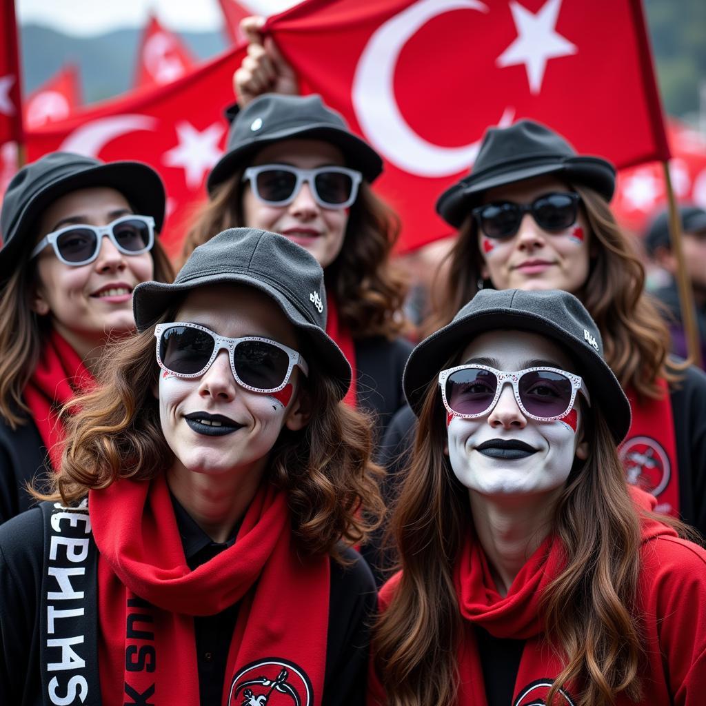 Besiktas fans wearing Grateful Dead glasses during a match.