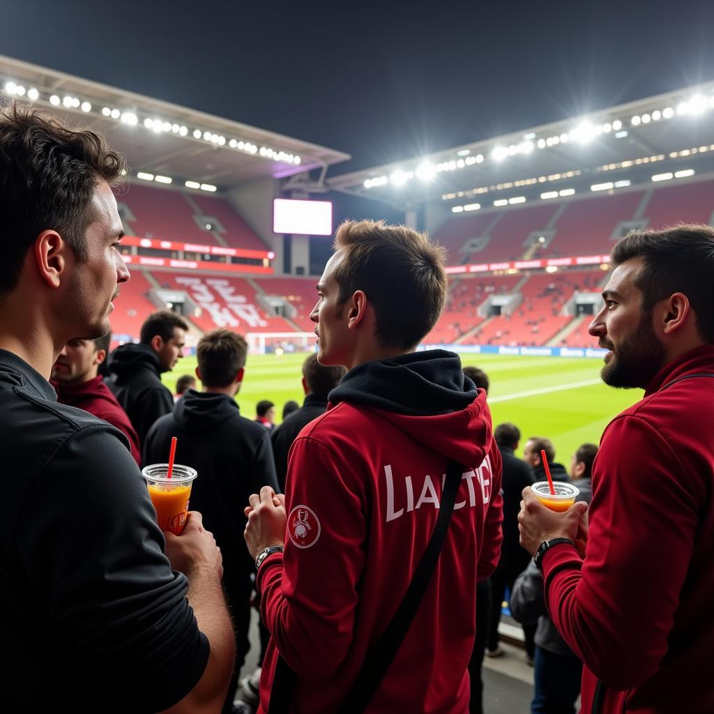 Besiktas Fans Discussing the Game at Half-Time