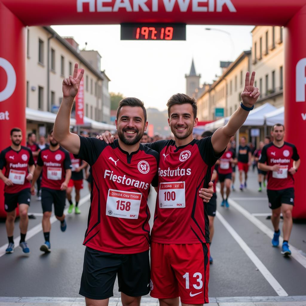 Besiktas fans crossing the finish line of the Heart Walk