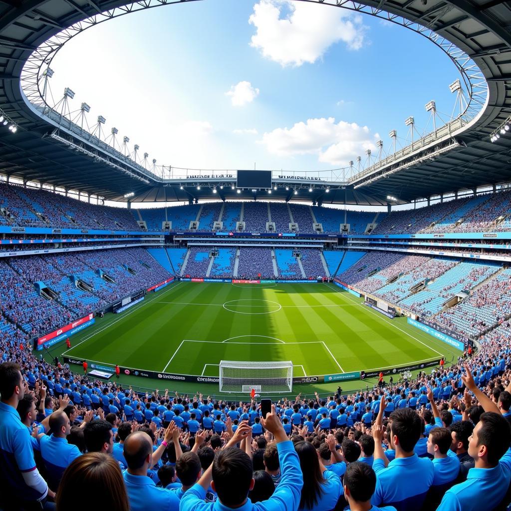 Besiktas Fans in Light Blue Cheer Uniforms