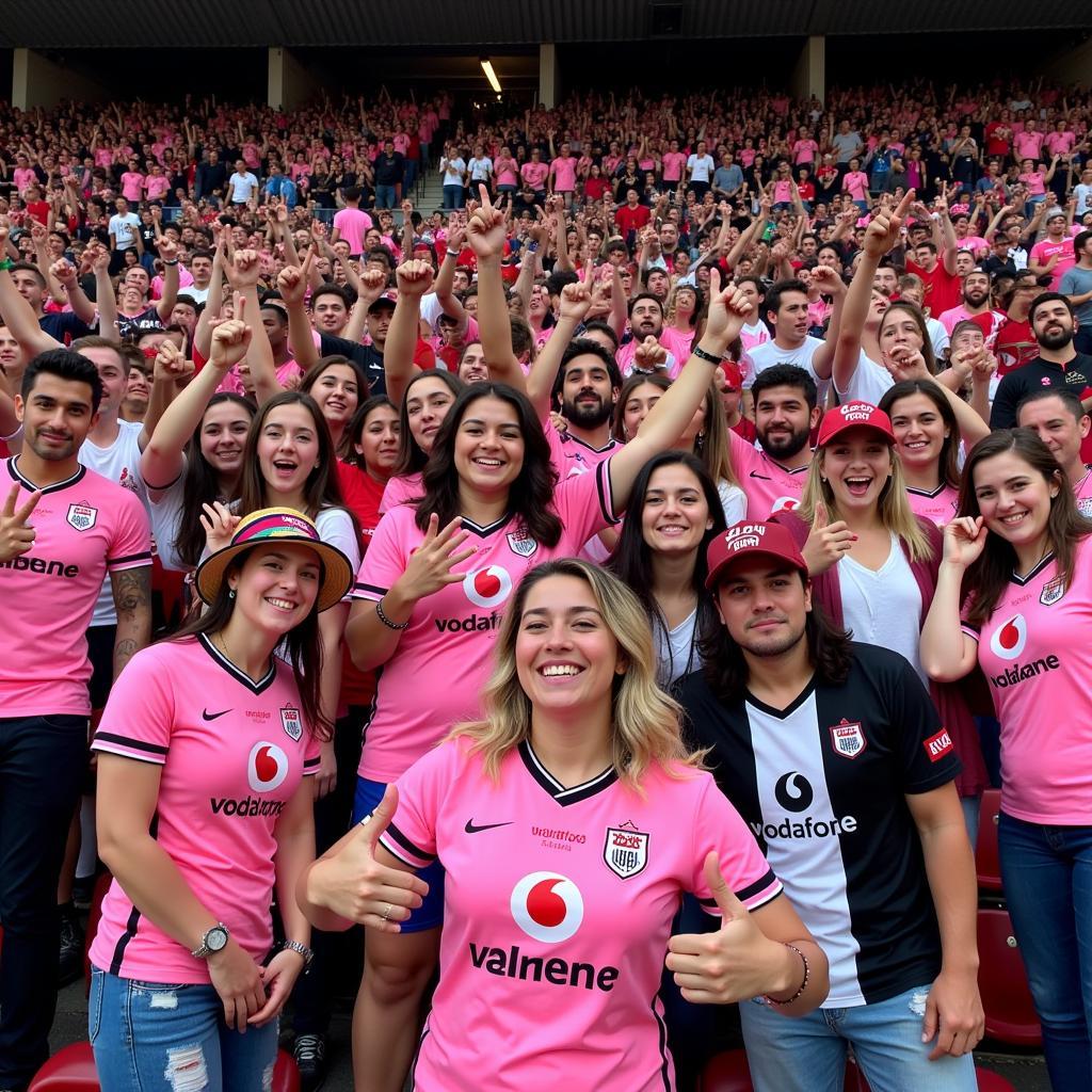 Besiktas Fans Wearing Pink Shirts at Vodafone Park