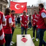 Beşiktaş Fans Enjoying Cornhole Before a Match