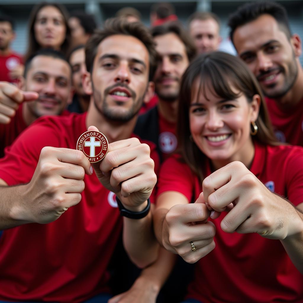 Besiktas Fans Displaying Their St. Christopher Pins Together