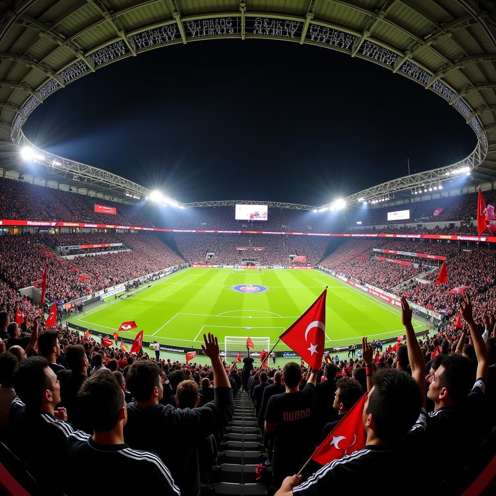 Besiktas fans cheering in Vodafone Park