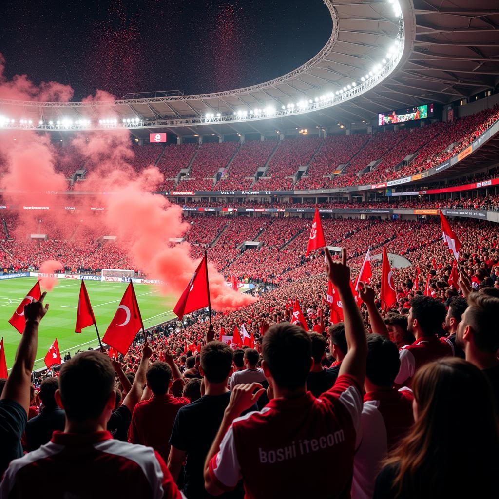 Beşiktaş fans creating an electric atmosphere at Vodafone Park