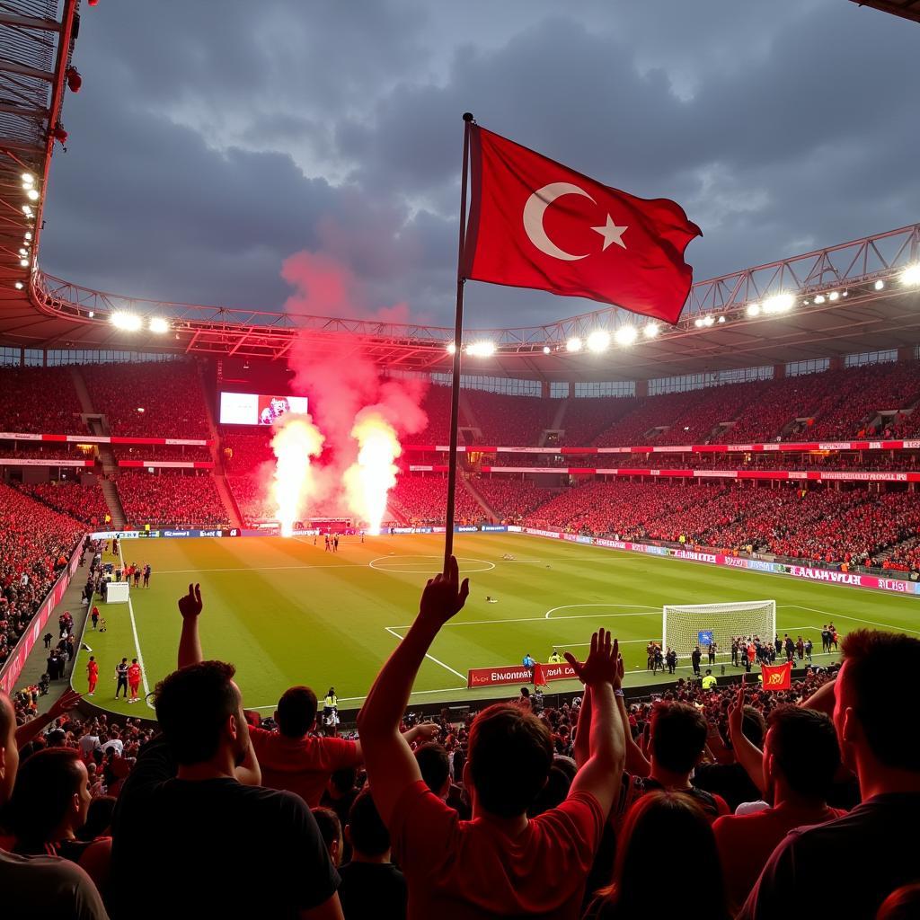 Beşiktaş fans creating a vibrant atmosphere at Vodafone Park