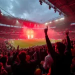 Besiktas fans celebrating at Vodafone Park