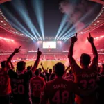 Besiktas fans celebrating victory at Vodafone Park