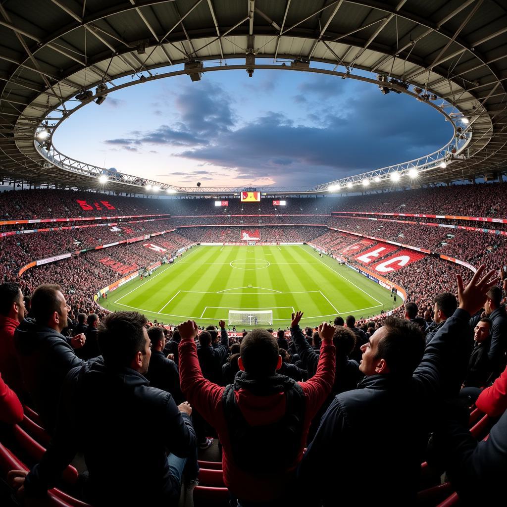 Beşiktaş fans celebrating a comeback victory at Vodafone Park