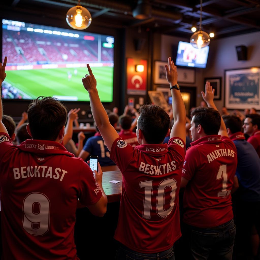 Besiktas fans gather at a sports bar in League City, Texas