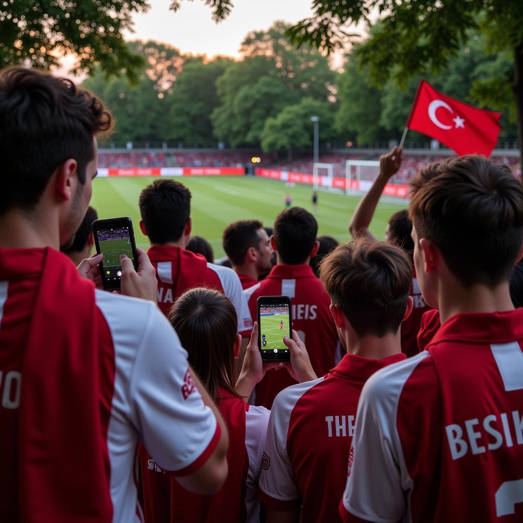 Beşiktaş Fans Watching Game on Phone in Addison